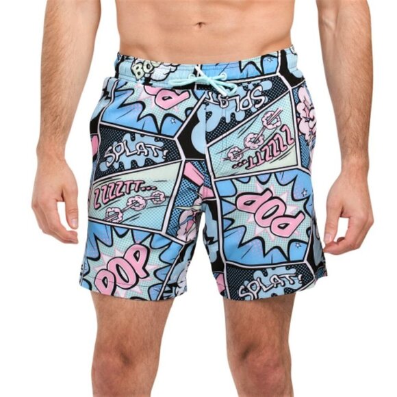 NWT OH SNAP! Exploded Comic Print Swim Shorts - Picture 1 of 4
